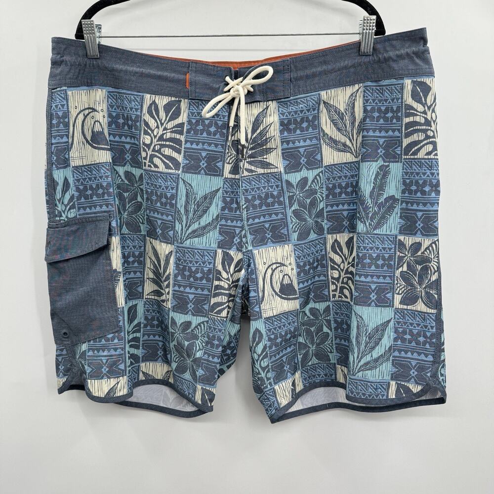 Quiksilver Waterman Stretch Hybrid Board Shorts Mens Sz 40 Blue Tropical Surf